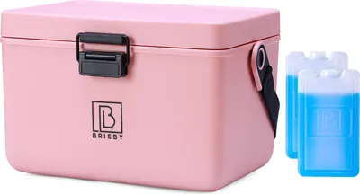 Produktbild von Brisby Coolbox - Kühlbox - Kühlbox - Auto - Leichtgewicht - Brotkasten - 12L - 2 freie Kühlelemente von je 450ml - Inkl. Trennwände - Schneidbretter - Bieröffner - Flaschenöffner - Max. 40 Stunden Isolierung - Rose