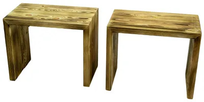 Produktbild von 2er Set Beistelltisch 50x40x30cm Sitzhocker in geflammt