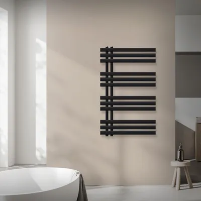 Produktbild von LuxeBath Design Badheizkörper, 600x1000 mm, Schwarz, inkl. Montage-Set, ohne Heizstab