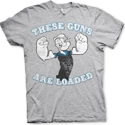 Produktbild von Popeye - These Guns Are Loaded T-Shirt - XX-Large - Heather-Grey