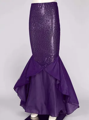 Produktbild von Damen Meerjungfrau Rock Schwanz Gr. S Kostüm Mermaid Tail Pailletten Rock Maxirock Festlich Bodenlang für Karneval Fasching Halloween Party