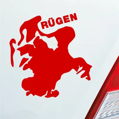 Produktbild von Auto Aufkleber Rügen Spaß Insel Deutschland Urlaub 10x9 cm Rot Sticker Heckscheibenaufkleber
