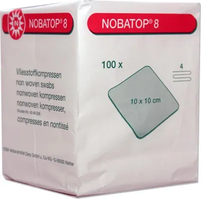 Obrázek produktu pro NOBA Nobatop 8 nesterilní kompresy z netkané textilie 4vrstvé 100 kusů 10 x 10 cm