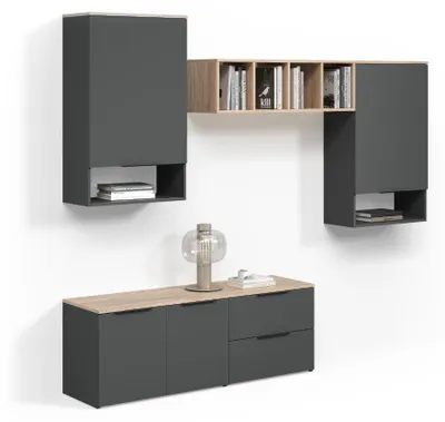 Produktbild von Wohnwand Livinity Piave Anthrazit 5 Teile, Model 58986