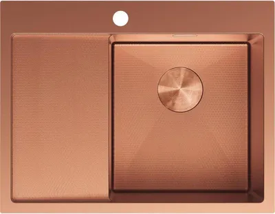 Produktbild von Mexen Exar Edelstahlspüle 1-beckig mit Ablage rechts 620 x 480 mm, Kupfer HC - 6432621005P-65HC