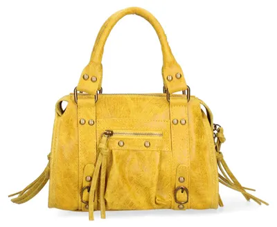 Immagine prodotto di Borsa a tracolla Erisia Dames, in pelle scamosciata, con motivo stampato, tracolla removibile, prodotta in Italia