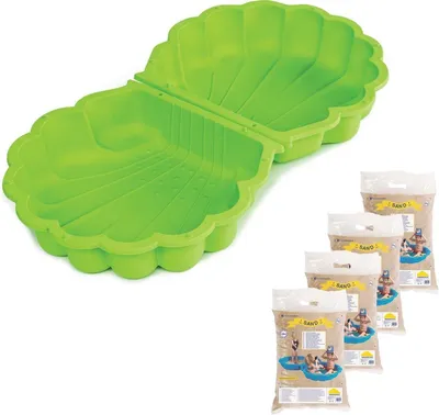 Produktbild von Sandkasten, Sand und Muschel (Set mit 2 Teilen) - Grün + Sand