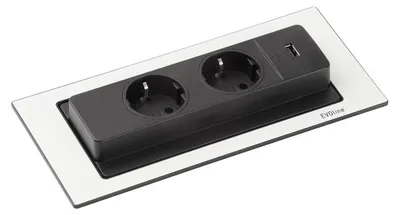 Produktbild von Schulte EVOline BackFlip 10.052 USB-A Charger + Einbausteckdose 2 fach matt weiß lackiert