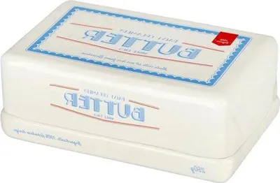 Produktbild von Weißes Keramik-Butterfass mit Deckel 65x175x10 Retro-Design