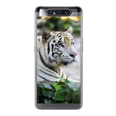 Produktbild von MuchoWow® Handyhülle Schutzhülle Hülle für Samsung Galaxy A80 Tiger - Weiß - Sand Silikon Softcase Handy Hülle - Schutzdeckel
