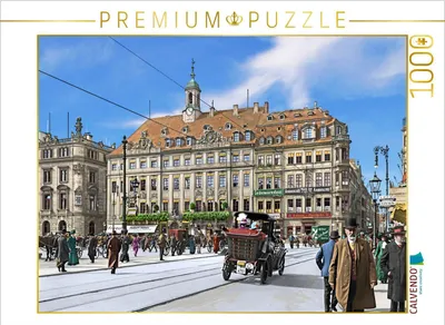 Produktbild von CALVENDO Puzzle Dresden – Altstädter Rathaus am Altmarkt um 1912 | 1000 Teile Lege-Größe 64x48cm Foto-Puzzle für glückliche Stunden