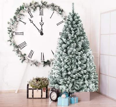 Produktbild von COSTWAY 180cm Künstlicher Weihnachtsbaum mit Schnee, 600 PVC Nadeln & Metallständer, Tannenbaum, Christbaum, Schnellaufbau Klappsystem