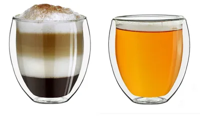Produktbild von Creano doppelwandige Gläser 250ml „DG-Bauchig“, 2er Set, großes Thermoglas doppelwandig aus Borosilikatglas, Kaffeegläser, Teegläser, Latte Gläser, Doppelwandgläser