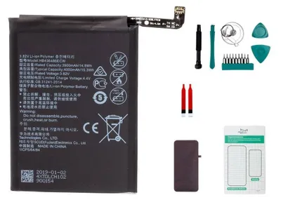 Produktbild von Akku Ersatzteil Set für Huawei P20 Pro 4000 mAh HB436486ECW mit Kleber & Werkzeug