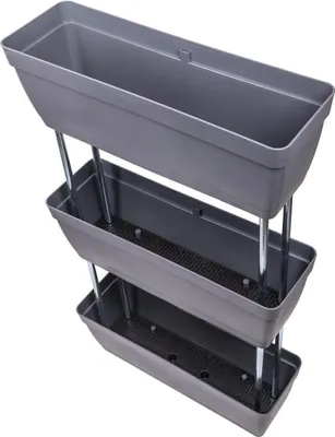 Produktbild von Vertikal Pflanzkasten-Regal mit Wasserspeicher, ca. 50 cm breit, max 82 cm hoch, Pflanzpyramide Pflanzregal für Garten und Balkon (grau)