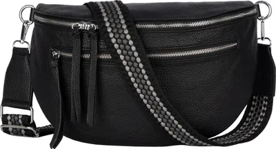 Produktbild von Bauchtasche (TTL-217) Umhängetasche Crossbody-Bag Hüfttasche Kunstleder Italy-Design BLACK