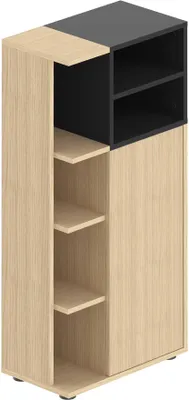 Image de Colonne basse en chêne clair et noir, 50 x 28,3 x 108,6