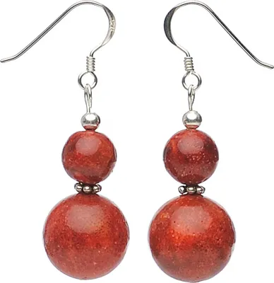 Produktbild von Ohrringe Ohrhänger Schaumkoralle Koralle & 925 Silber rot Ohrschmuck Damen