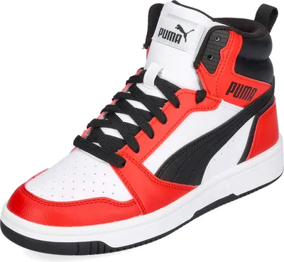 Produktbild von Puma Rebound V6 Mid Jr White-Black-For All Time Red Größe EU 38,5