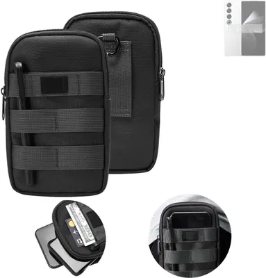 Produktbild von K-S-Trade Holster Gürtel Tasche kompatibel mit Meizu 21 Pro Handy Tasche Schutz Hülle dunkel-grau viele Fächer, 1x