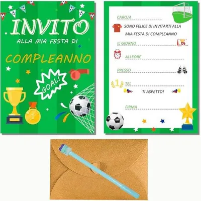 Productafbeelding van 32 Kinderverjaardag Uitnodigingen Voetbal Thema Kaarten