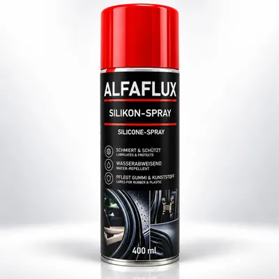 Produktbild von ALFAFLUX Silikonspray 400 ml – schmiert, pflegt & schützt Gummi und Kunststoff, KI-generiertes Bild