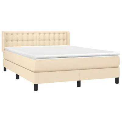 Produktbild von vidaXL Boxspringbett mit Matratze Creme 140x190 cm Stoff