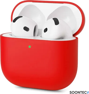 Image de SOONTEC Housse pour AirPods 4 Generation Case Silicone Housse de protection pour écouteurs Etui Slim Cover en rouge