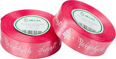 Zdjęcie produktu dla Wstążka Świąteczna Do Pakowania Prezentów Ozdobna Czerwona WŚ 25mm 22m