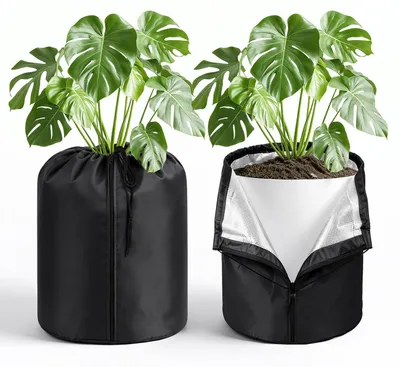 Produktbild von ISOISL 2er Set Pflanzen Wurzelschutz 70×65 cm Schwarz, Frostschutz Winterschutz für Bäume und Kübelpflanzen, Garten und Terrasse