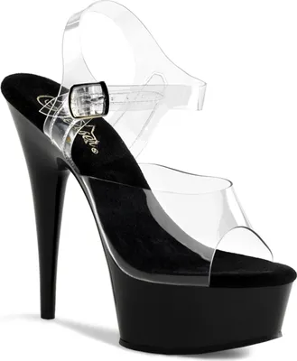 Produktbild von DELIGHT-608 Damen Sandale von Pleaser, Transparent Schwarz , EU 40, US 10