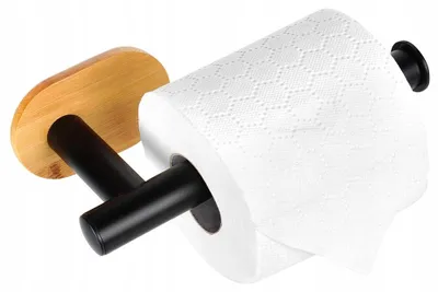 Produktbild von Vilde Papierhalter Stahl Bambus Schwarz Wandmontage