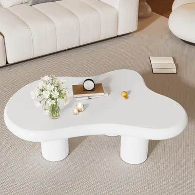 Produktbild von Sweiko Unregelmäßiger Couchtisch in Wolkenform, 97cm Länge, 67cm Breite, 32cm Höhe, MDF mit Filzunterlagen, lackierte Oberfläche,Kreativer Couchtisch