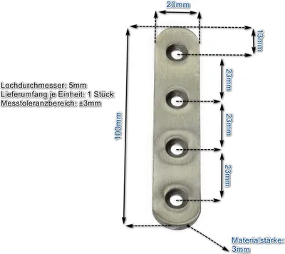 Produktbild von Edelstahl Verbinder 100x20mm Flachverbinder Lochplatte Platte Beschlag