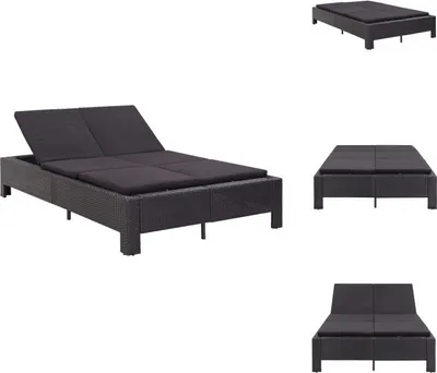 Produktbild von vidaXL 2-Personen-Sonnenliege mit Auflage Schwarz Poly Rattan -  Gartenbetten
