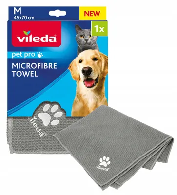 Produktbild von Vileda Mikrofaser Handtuch Pet Pro M I Struktur de Waffel | Super sauber und weich | Soft Touch | Absorbieren und trocknen schnell | Schnell reinigen und trocknen das Haar de Dog und Katze.