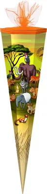Produktbild von Schultüte / Zuckertüte / 85cm / eckig / "Tiere"