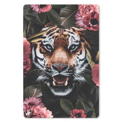 Produktbild von MuchoWow® Mauspad Mousepad Rosa - Tiger - Pflanzen 18x27 cm - Mousepads - Maus Mat - Pad - Mausunterlage