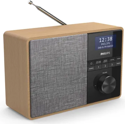 Produktbild von Küchenradio mit Bluetooth. Streamen Sie Ihren Lieblingspodcast oder Ihre Lieblingsmusik zum Frühstück. Holzgehäuse