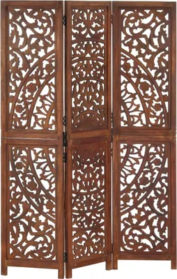 Produktbild von 3-tlg. Raumteiler Handgeschnitzt Braun 120×165 cm Mangoholz