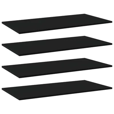 Zdjęcie produktu dla Półki na książki 4 szt. czarne 80x30x1,5 cm materiał drewnopochodny
