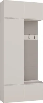 Zdjęcie produktu dla Zestaw mebli do przedpokoju/garderoby z kaszmiru HAGA II 1SZ1W – szafka, siedzisko, wieszaki | Kolor: kaszmir