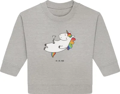 Produktbild von Mr. & Mrs. Panda Organic Baby Pullover Einhorn Cocktail 12. - 18. Monat - Heather Grey - Geschenk, Einhörner, Bullover, Unicorn, Caipirinha, Spruch, Geburtstag, Rum