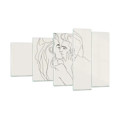 Produktbild von Bilder auf glas - 5 Teile - Art. Linie Kuss - 100x60cm - Glasbilder - Wandbilder - Bilder - zum Aufhängen bereit - Wanddekoration aus Glas - Glas Bilder - Wandbild auf Glas - GEG100x60-4757