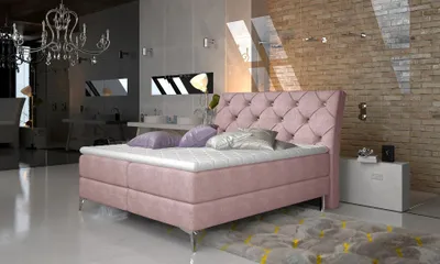 Obrázek produktu pro Kontinentální postel 140x200 LIGNORA - světle růžová