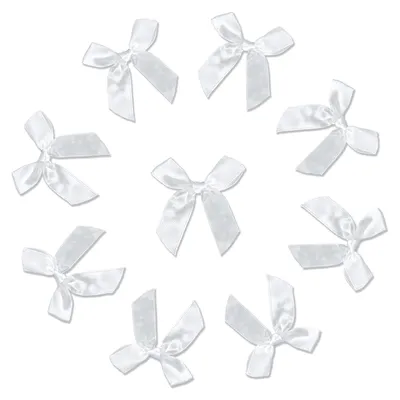 50 Satinschleifen 5 cm, weiß, mit Klebeband für Geschenke & DIY