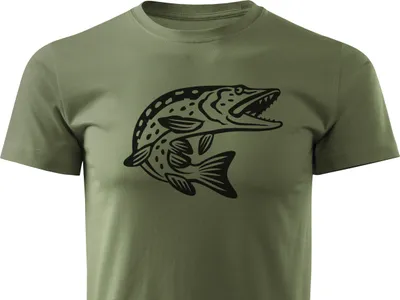 Produktbild von HUNT-G61 T-shirt für Angler Herren aus Baumwolle - Grün, Hecht - M