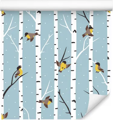 Immagine prodotto di 10m VLIES WALLPAPER rotolo camera bambini foresta alberi betulle uccelli palle XXL