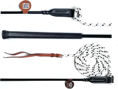 Productafbeelding van Paardentrainingsstok - Grondwerk stick - Paarden training - Met touw - 100 cm - Zwart