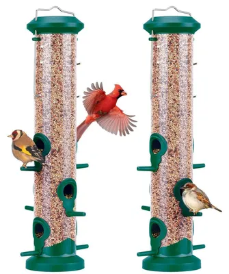 Immagine prodotto di Distributore di mangime per uccelli, 38 cm, con 6 supporti per l'atterraggio, colore verde